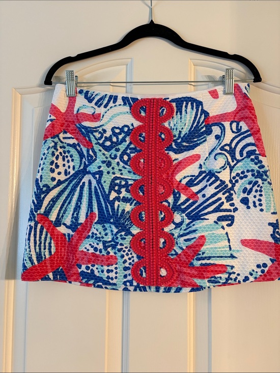 Lilly Pulitzer Dresses & Skirts - Lilly Pulitzer Coral, Blue & White Printed Mini Skirt